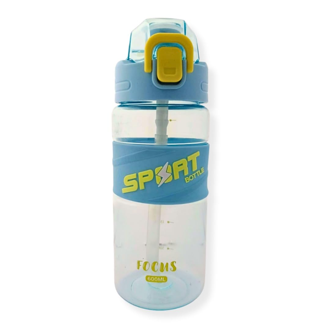 600ml BPA Free Sports Water Bottle with Leakproof Lock Lid - Unbreakable Blue Sipper Bottle for Gym, School, Office - Lightweight Wide Mouth Travel Bottle-image-9