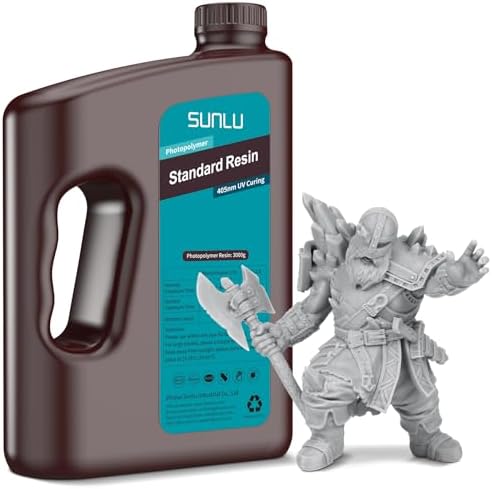 SUNLU 3D Printer Resin 1KG, 405nm UV Curing Standard Photopolymer Rapid Resin for LCD/DLP/SLA 3D Printing, High Precision, Low Shrinkage,Claer Red 1000g