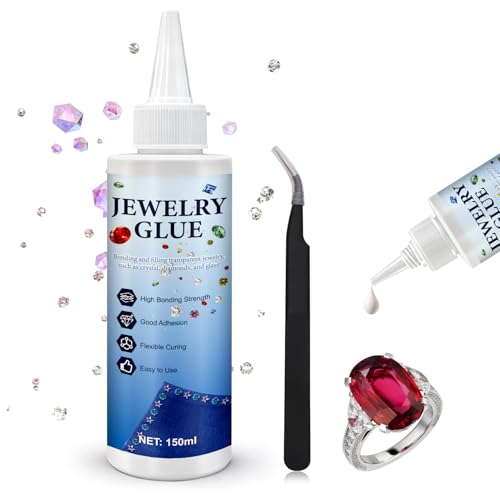 NoxGule Pegamento para Piedras de Joyería, Pegamento Textil, Pegamento Strass Textil Transparente Adhesión Precisa, Perlas, Bisuteria, Brillantes en Ropa, Zapatos y Manualidades, 150ml