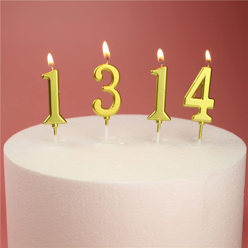 Bougies Chiffres Anniversaire 3D Couronne Or - Décoration Gâteau Fête - Chiffres 0 à 9 - Cire Sans Fumée - 6cm
