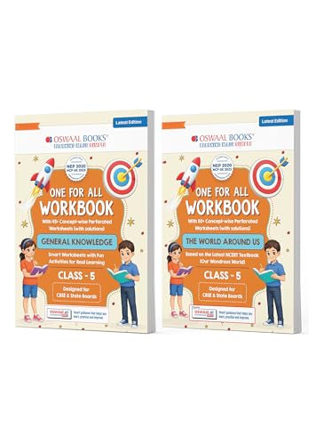 Image of Oswaal One for All Workbook Class 5 General Knowledge & EVS (Set of 2 Books) | 50+ Concept-wise Perforated Worksheets | NEP 2020 & NCF 2023 Aligned | ... | Builds Concept Clarity & Scientific Skills
