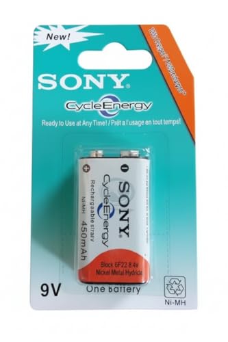 Image of Sony for 450mAh 9V Quick Rechargeable Ni-MH Cycle Energy Japan Technology Battery Upgraded Version (Pack of 1)