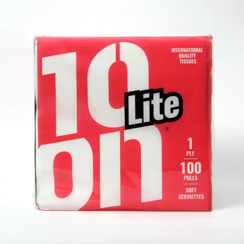Image of 10on Lite Soft Napkins, 1 Ply Tissue Paper, 100 Pulls per Pack, Pack of 6 (100 x 6 = 600 Sheets)