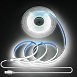 Aclorol 5V COB LED Strip 3M USB Cool White 6000K Flexible LED TV Backlights with 1M USB Cable High Density and Bright for Kitchen Under Cabinets Mirror Wardrobe Stair DIY Lighting 320LEDs/M CRI85+