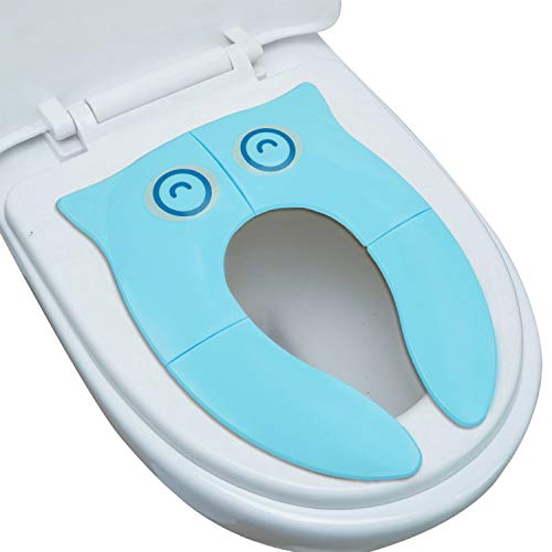Asiento de Inodoro Plegable para Nios Porttil Reductor Tapa WC Bebs Asiento Inodoro con Bolsa de Almacenamiento para Bebs Nios Pequeos, Azul