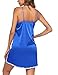 Ekouaer Women Lingerie Satin Sleepwear Lace Chemise Nightgown Sexy Negliee Full Slips Loungewear(Blue,Large)