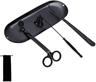 5 Pcs Candle Accessory Set Black Candle Wick Trimmer Stainless Steel Candle Tools Set Including Candle Snuffer Candle Wick Trimmer Candle Wick Dipper Storage Tray Plate Storage Bag for Candle Lovers
