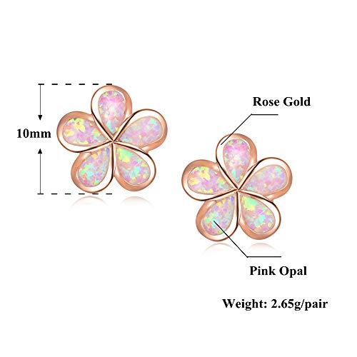 Cinily OH4711 Hypoallergenic Flower Stud Earrings, Pink Opal Stud Earrings 14K Rose Gold Plated Flower Jewelry thumb #5