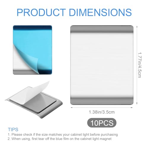 10pcs Under Cabinet Light Magnetic Strip, Replacement Magnetic Strips Lights Under Cabinet Lights Magnet Metal Sticky Stickers for Cabinet Lights Parking Number Plate