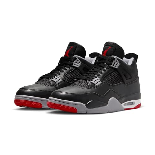 NIKE Jordan 4 Retro Grade School Black/Fire Red-Cement Grey FQ8213-006 7Y