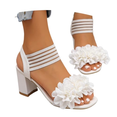 Sandales à fleurs à bout carré pour mariage d'été et soirées