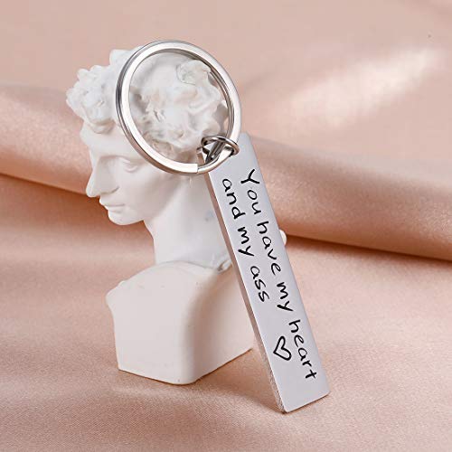 Trikalika Anniversary Keychain Gifts For Husband Boyfriend Him From Girlfriend Wife Birthday For Couple You Have My Heart And My Ass Keyring I Love You Wedding Valentines Day Gifts #TOP5