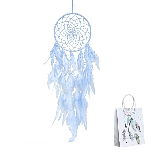 Dream Catcher Girl with Feathers Dream Catcher Gift Room Decorations (Blue)