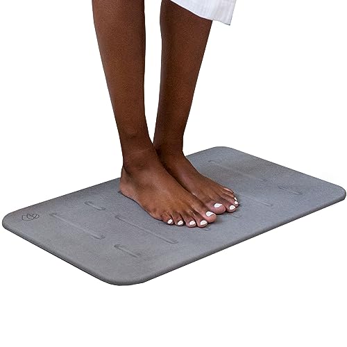 Dorai Home Bath Stone – Luxury Diatomite Stone Bath Mat – Instantly Removes Water – Non-Slip Surface – Modern and Stylish Design – Rain Slate