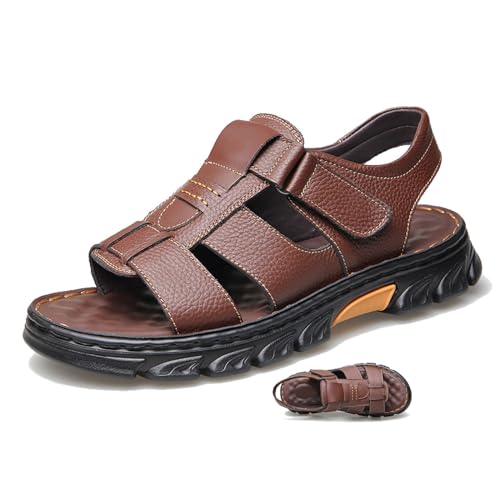 Mens Sandal Anti Slip Breathable Casual Beach Fisherman Sandal Men's Trekking Shoes Slip on Open Toe Slipper Dual Use for Outdoor Beach Walking Driving