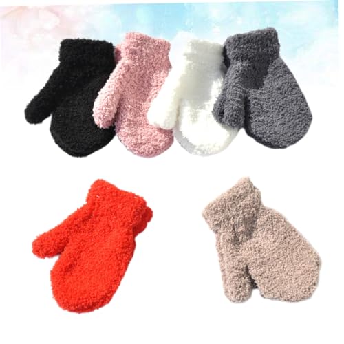 Homoyoyo 6pairs Boy Girl Gloves Full Cover Hand Mittens for Girls Stylish Knit Design Easy to Wear for Cold Days Includes2