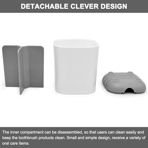 Toothbrush Holder for Bathroom,Plastic Detachable for Easy Cleaning Multi-Functional Storage,3 Slots Anti-Slip Electric Toothbrush and Toothpaste Organizer Caddy for Bathroom Vanity,Countertop (Grey) - Image 4