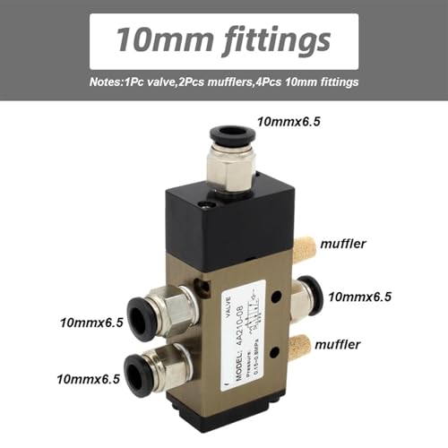Válvula de inversión neumática 4A120-06 con accesorios de 10mm para control de aire 3