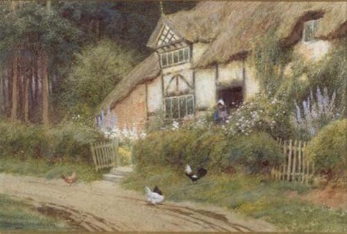 Affiche Une Jeune Fille et des Poulets Arthur Claude Strachan, Toile Portrait 60x90cm