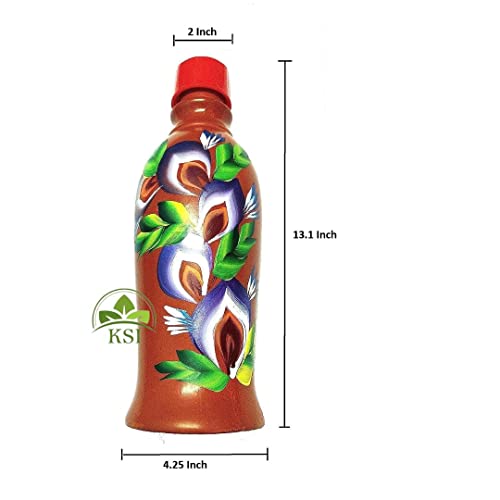 Image of KSI Handmade Clay Water Bottle 1.4L with Jute Bag | Terracotta Earthen Self Cooling Bottle | Natural Water Cooler | Eco-Friendly, BPA-Free, Chemical-Free Mitti Bottle for Drinking