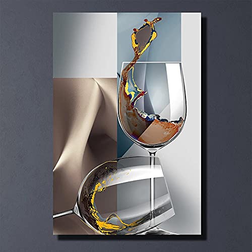 Décoration intérieure sur mur art triptyque verre à vin maison