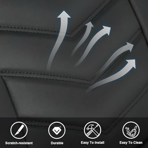 Image of 2 Pcs Front Car Seat Covers Fit for Volkswagen Tiguan Limited 2017-2018 | Nappa Leather, Daily Commutes, Durable, Side Airbag Compatibility, Sports Seat Cover, Wear Resisting, Black
