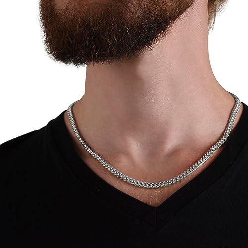 To My Man Husband Boyfriend Cuban Link Chain Silver Stainless Steel Necklace for Birthday Anniversary Christmas Valentine's Day Gifts for Him, Gifts for Men4