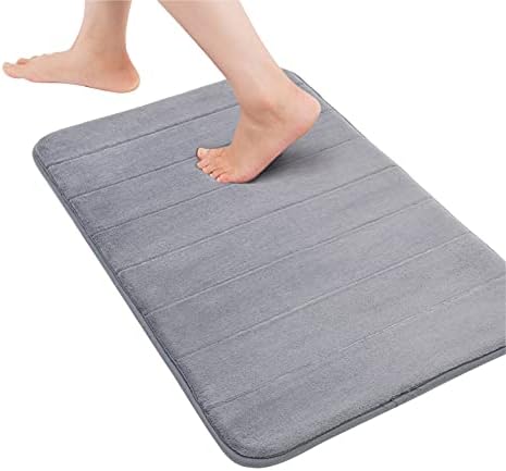 Amazon Brand Umi Grey Bath Mat, Memory Foam Bath Mat Non Slip, Soft Quick-drying Bath Mats for Bathroom, Absorbent Bathroom Mat Non Slip for Shower, Tub and Floor, 45x60cm, Light Grey