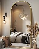 Suidia Full Length Mirror, 71'x28' Oversized Floor Mirror Freestanding, Arched Floor Standing Mirror Full Body Mirror with Stand for Bedroom, Hanging Mounted Mirror for Living Room, Gold