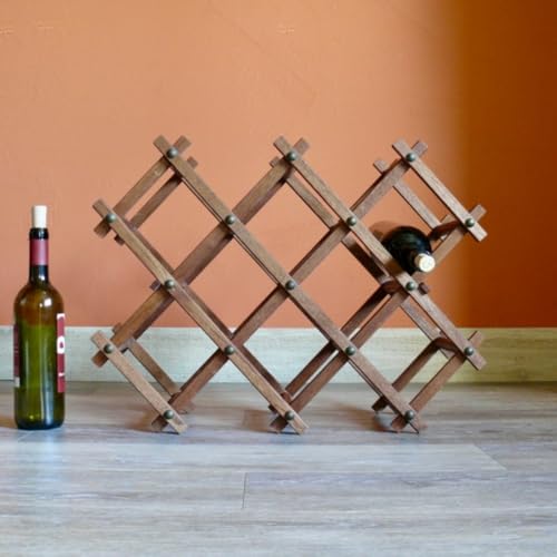 Soporte para 8 Botellas de Vino de Madera de Teca Plegable miniatura 2