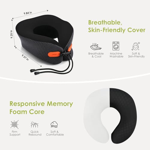 Image of Premium Travel Pillow for Airplanes, Ergonomic Neck Pillow for Long Flights | 100% Pure Memory Foam Travel Neck Pillow with 360 Neck & Chin Support, U-Shaped Airplane Pillow, Petal-Shaped Support
