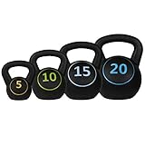 Confidence Fitness Pro Vinyl Kettle Bell Weight Set - 4 Kettlebells 5lbs 10lbs 15lbs 20lbs