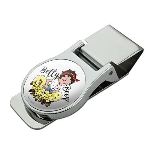 Betty Boop Sassy Flowers Satin Chrome Plated Metal Money Clip