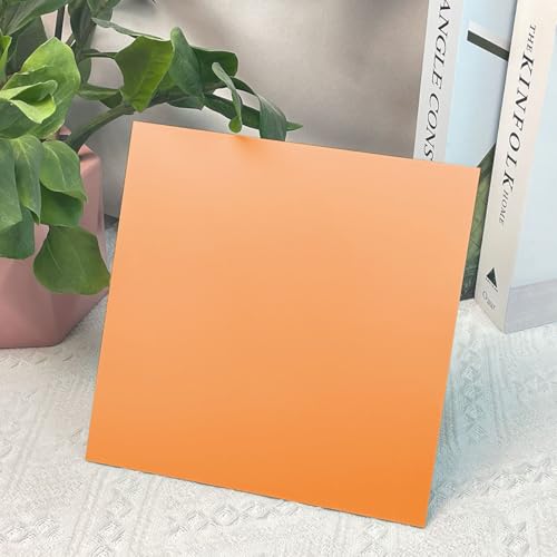 Image of 2 Pcs 12x12 Inch 1 /8 in Thickness Royal Orange Pastel Color Plexiglass Panel One Sided Glossy One Sided Frosted Plexiglass for DIY Items