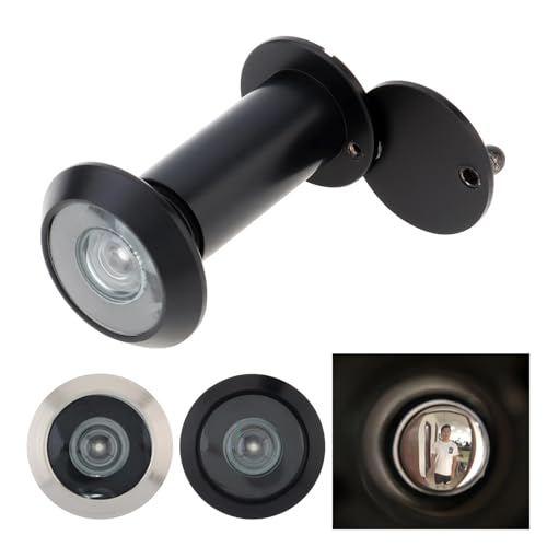 Mirilla para puerta 4 piezas 14mm de latón macizo visor de puerta 180 grados para grosor de puerta de 1.33 a 2.3 pulgadas Alta definición doble vista aguja (Color Negro) miniatura 2