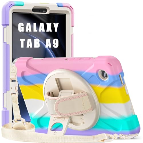 ProElite Cover for Samsung Galaxy Tab A9 8.7 inch Case Cover, Rugged 3 Layer Armor case Cover for Samsung Galaxy Tab A9 8.7 inch Hand Grip and Rotating Kickstand, Rainbow Pink ProElite Cover for Samsung Galaxy Tab A9 8.7 inch Case Cover, Rugged 3 Layer Armor case Cover for Samsung Galaxy Tab A9 8.7 inch Hand Grip and Rotating Kickstand, Rainbow Pink