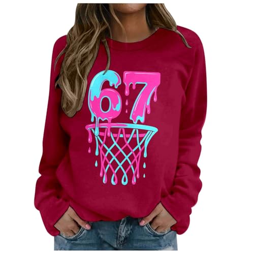 Genérico Sudaderas Niña Sudadera para Niños con Estampado del Número 67 De Manga Larga Amplia, Duradera, Aire Libre, con Detalles Finos, Medida 2-14 Años