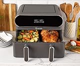 Sur La Table 11-Quart Digital Double Basket Air Fryer - 1700W Dual Zone with Touchscreen Display, Sync Cook & Separate Settings, Includes Crisper Tray & Separator, Safe Kitchen Appliance for Food Prep