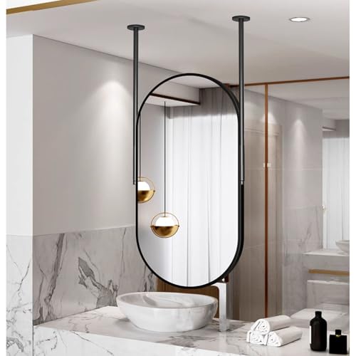 Miroir de salle de bain flottant ovale 40x60 cm avec perche de plafond