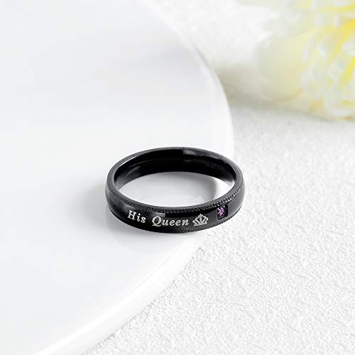 Set of 2 His Queen Her King Rings Stainless Steel Wedding Engagement Band Matching Promise Rings For Couple Anniversary Jewelry4
