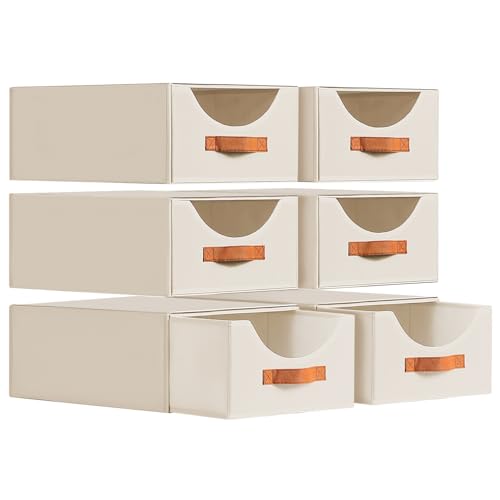 DIMJ Closet Organizers and Storage - Fabric Storage Bins with Drawers, Collapsible Clothes Organizers Stackable Drawers for Closet, Bedroom, Living Room, Shelf, Wardrobe