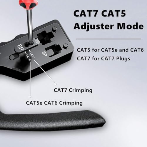 Image of XIKKART Crimping Tool RJ45, Passthrough Kit Cat7 Cat6A Cat6 Cat5E Cat5 RJ45 Ethernet Crimp Tools with 50PCS Cat6 Pass Through Connectors 50PCS Boot Covers 1 Lan Network Tester + Battery