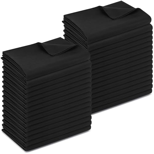 SmoothNovelty 30 Pack Flat Sheets Bulk Soft Microfiber Bed Sheet Dust Poof Cover for Motel Rental Properties Hospital Auction Home Curtain(Black,Twin)