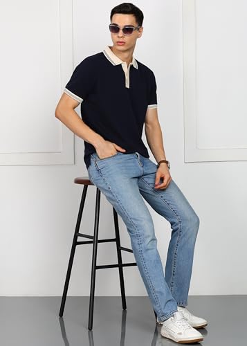 Image of Alan Jones Clothing Men's Textured Cotton Rich Polo T-Shirt | Classic Short Sleeve Polo for Casual Wear