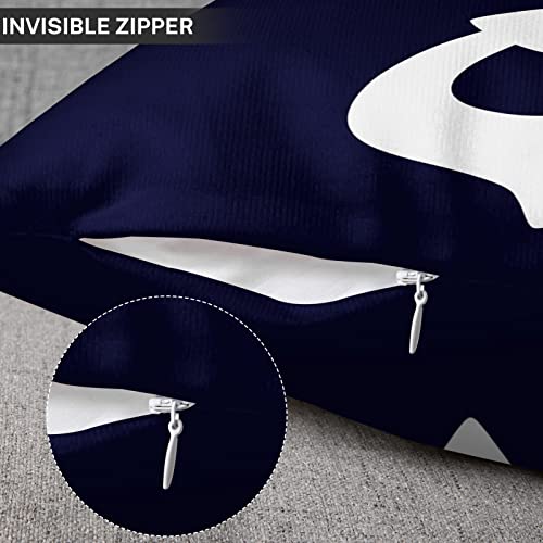 Emvency Set Of 4 Throw Pillow Covers Summer Costal Navy Blue White And Gray Stripe Helm Anchor Boat Star Decorative Pillow Cases Home Decor Standard Square 18X18 Inches Pillowcases #TOP6