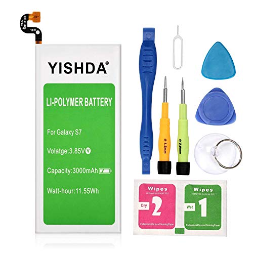 Galaxy S7 Battery, YISHDA 3000mAh Replacement Samsung Galaxy S7 Battery SM-G930 EB-BG930ABE Compatible with G930V G930A G930T G930P G930F with Tools | Samsung Galaxy S7 Battery Kit [18 Month Warranty]