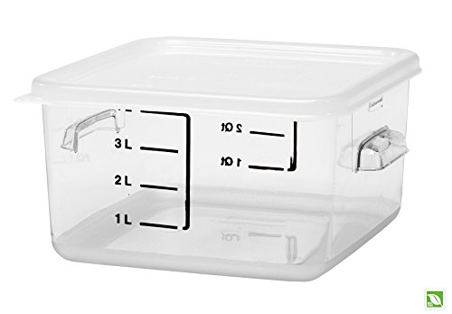 Image of Rubbermaid Commercial Products-FG630400 Plastic Space Saving Square Food Storage Container For Kitchen /Sous Vide /Food Prep, 4 Quart, Clear, LID SOLD SEPARATELY (Pack of 2)