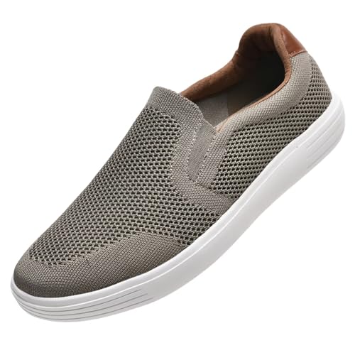 Image of konhill Mens Slip On Loafers Sneakers - Casual Knit Walking Shoes for Men, Lightweight Breathable Memory Foam Boat Shoes, Comfortable Slip-On Driving Loafers for Work Travel Beach