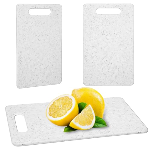 2Pcs Small Cutting Board for Kitchen Plastic Cutting Board Set Dishwasher Safe Sturdy Cuttings boards with Handles Easy to Clean Chopping Boards for Camping Food Fruits Prep Vegetable (6 x 10 White)