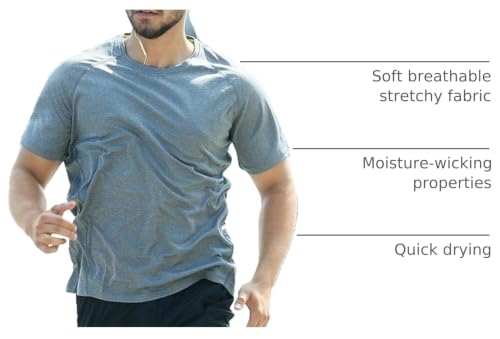 Image of Workout Shirts for Men Short Sleeve Quick Dry Gym T Shirt